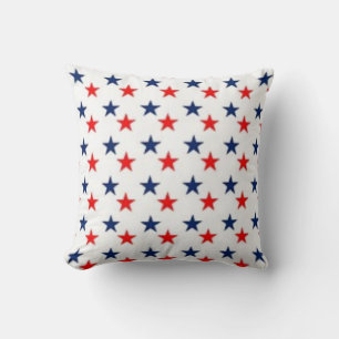 WHITE Background, WHITE & BLUE Stars USA Cushion