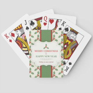 White Background with Mistletoe and Message Playing Cards