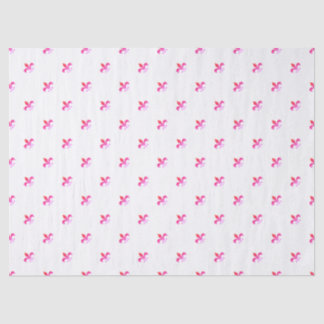 White Background with Pink Fleur de Lis Tissue Paper