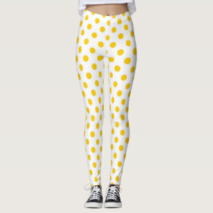 White Background Yellow Polka Dots Leggings