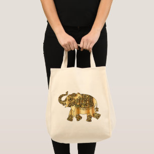 White bag with a golden elephant
