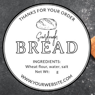 White Bakery Sourdough Bread Thank You Sticker