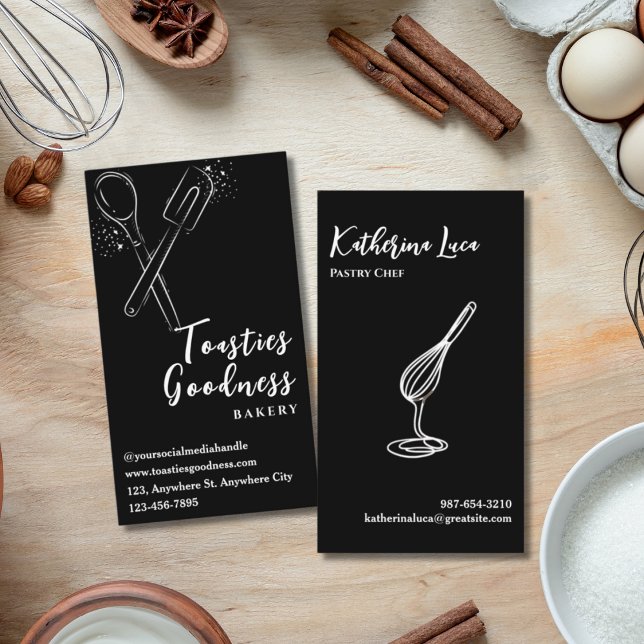  White Baking Utensil Black Bakery  Business Card (Creator Uploaded)