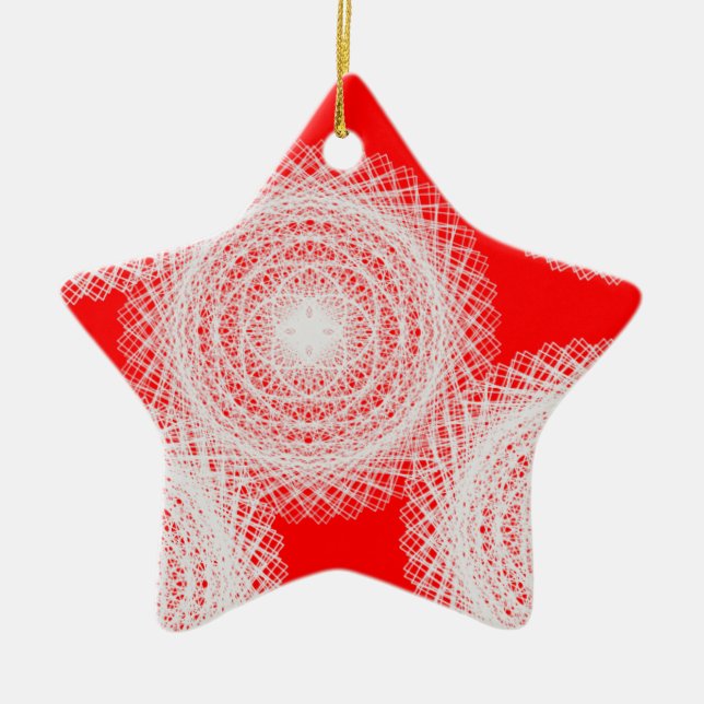 white ball in red abstract art ceramic tree decoration (Front)
