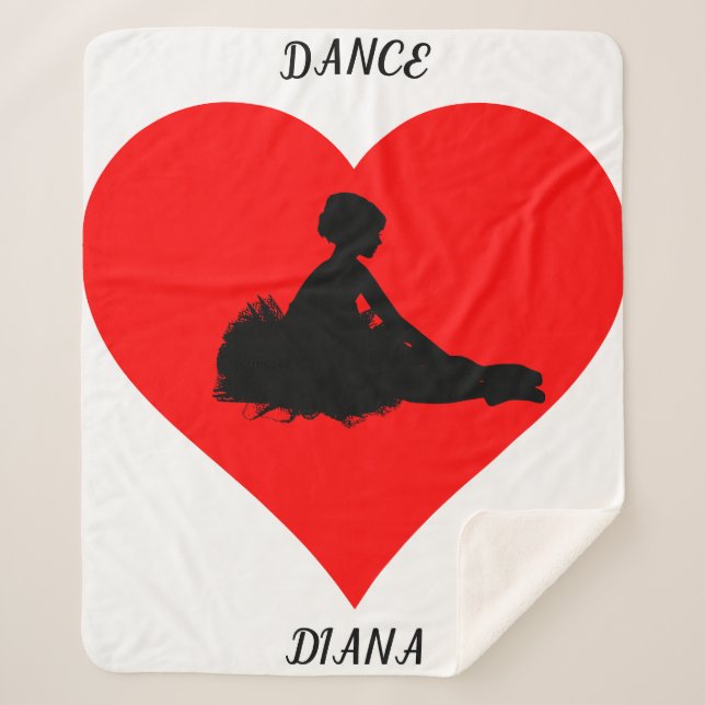 White Ballerina blanket with a red heart. (Front)