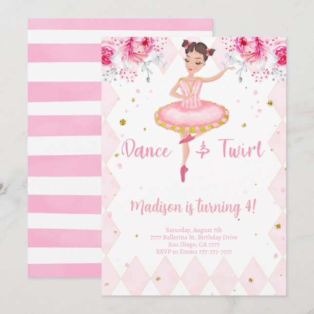 White Ballerina Invitation  (Front/Back)
