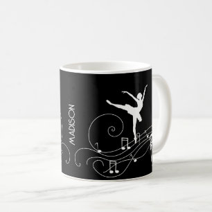 White Ballerina & Music Notes  Coffee Mug