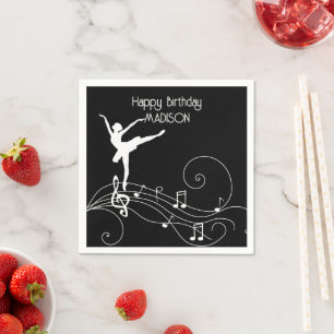 White Ballerina & Swirl Music Notes Napkin