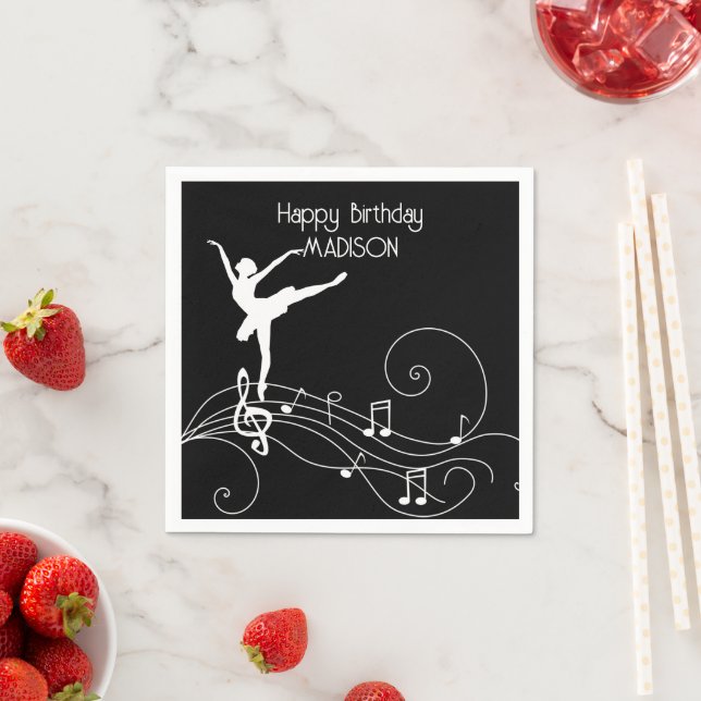 White Ballerina & Swirl Music Notes Napkin (Insitu)