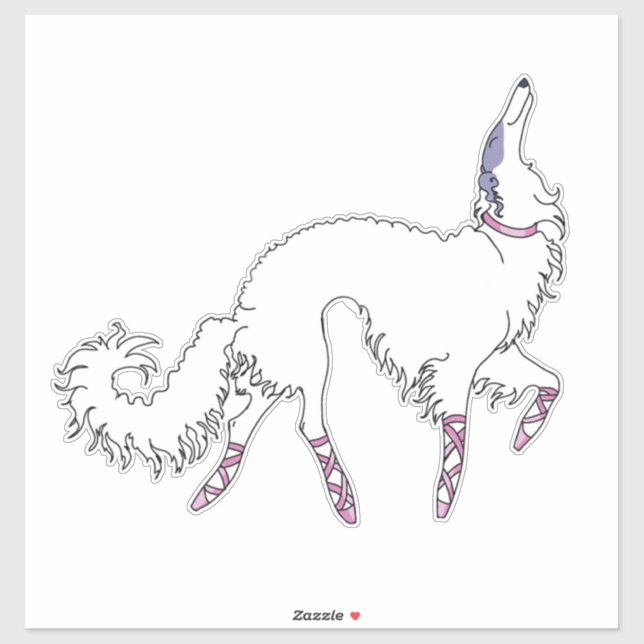 White Ballet Borzoi Die Cut Vinyl Sticker (Sheet)