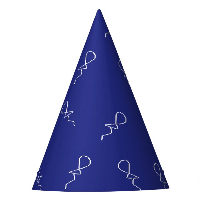 White balloons on navy blue party hat (Front)