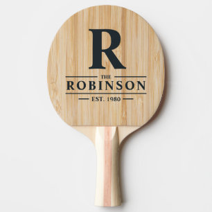 White Bamboo Family Name & Initial Ping Pong Paddle
