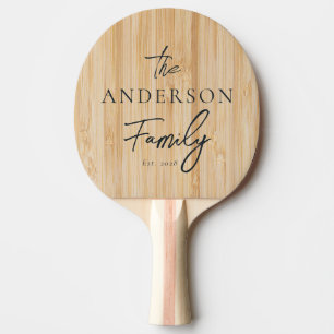 White Bamboo Hand Written Family Name Ping Pong Paddle
