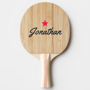 White Bamboo Vintage Star Signature Ping Pong Paddle