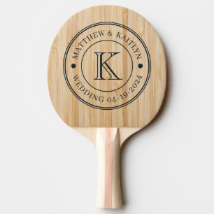 White Bamboo Wedding Monogram Ping Pong Paddle