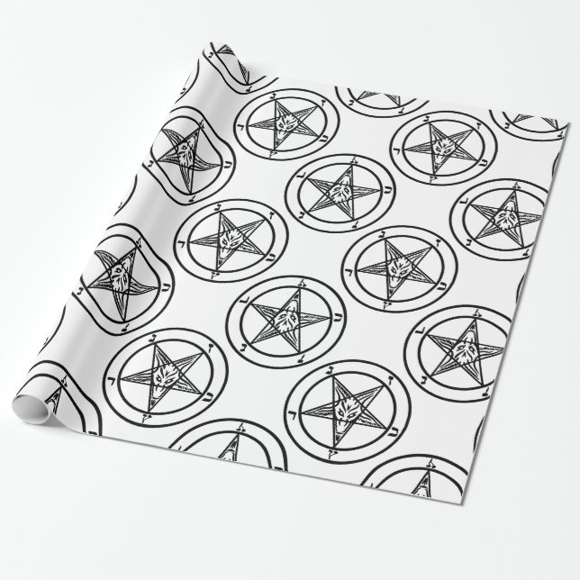 white baphomet pentagram halloween wrapping paper (Unrolled)