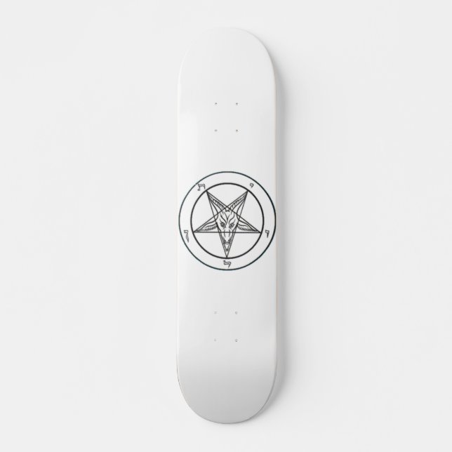 White Baphomet Skateboard (Front)