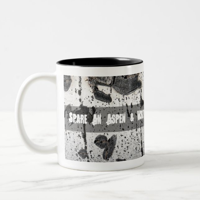 White Bark Quaking Aspen Tree Close-Up Texture Two-Tone Coffee Mug (Left)