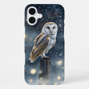 White Barn Owl Mystical in Snow Phone iPhone 16 Plus Case