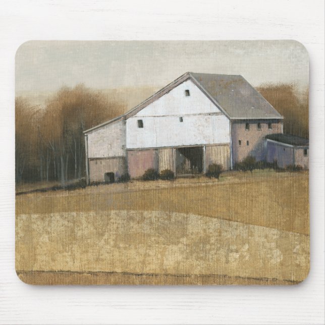 White Barn View Mouse Mat (Front)