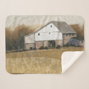 White Barn View Sherpa Blanket