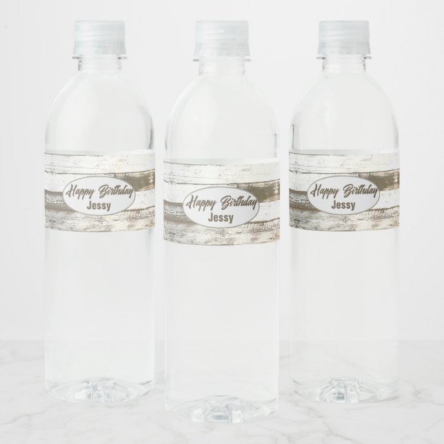 White barn wood rustic western country party favou water bottle label (Bottles)