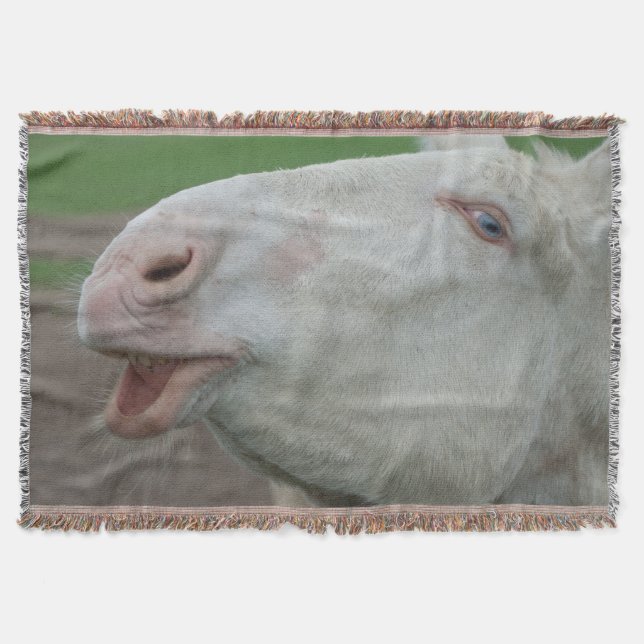 White Baroque Donkey Throw Blanket (Front)