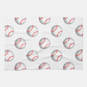 White Baseball Red Stitching Tea Towel