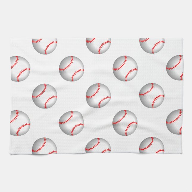 White Baseball Red Stitching Tea Towel (Horizontal)