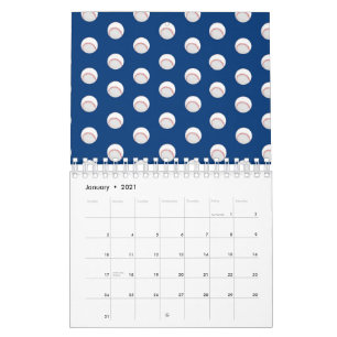 White Baseball Sport Players Ball Red Stitching Calendar