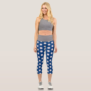 White Baseball Sport Players Ball Red Stitching Capri Leggings