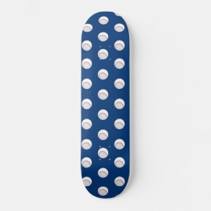 White Baseball Sport Players Ball Red Stitching Skateboard