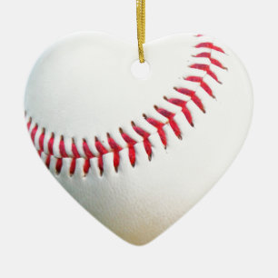 White Baseball with Red Stitching Ceramic Tree Decoration