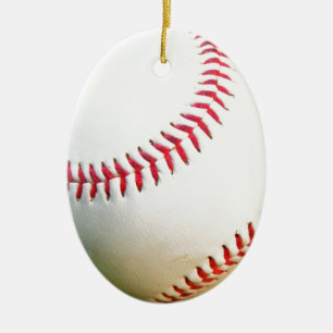 White Baseball with Red Stitching Ceramic Tree Decoration
