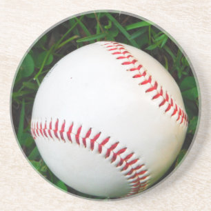 White Baseball with Red Stitching Coaster