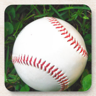 White Baseball with Red Stitching Coaster