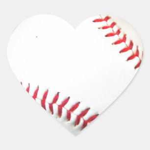 White Baseball with Red Stitching Heart Sticker