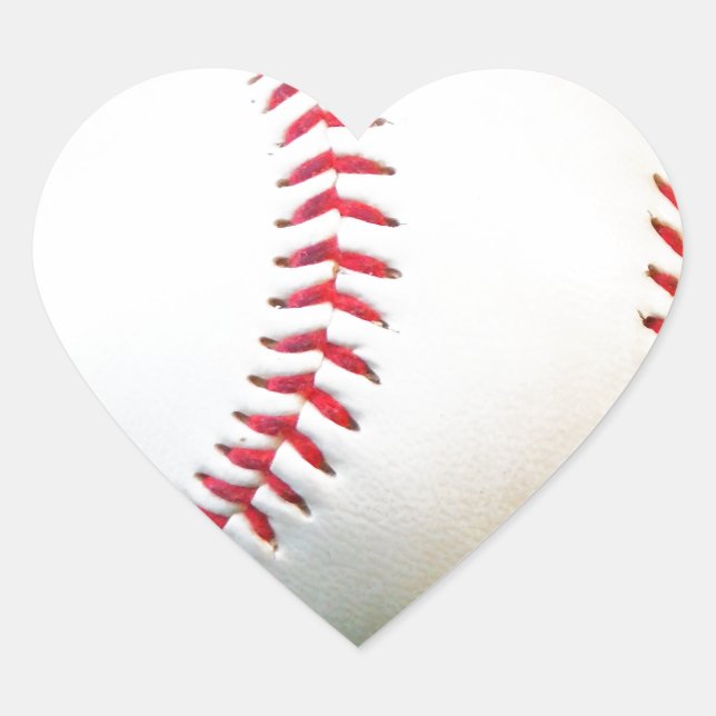 White Baseball with Red Stitching Heart Sticker (Front)