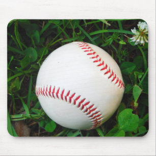 White Baseball with Red Stitching Mouse Mat