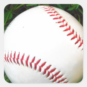 White Baseball with Red Stitching Square Sticker