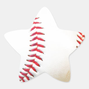 White Baseball with Red Stitching Star Sticker