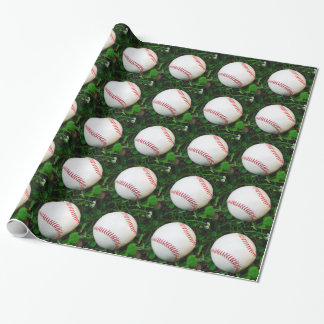 White Baseball with Red Stitching Wrapping Paper