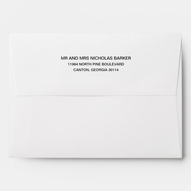 White Basic Classic Return Address Back Flap Envelope (Back (Top Flap))