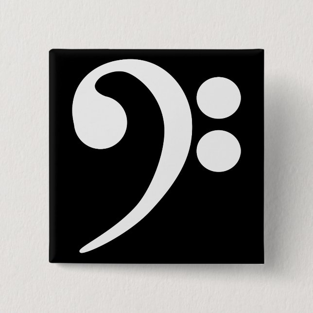 White Bass Clef 15 Cm Square Badge (Front)