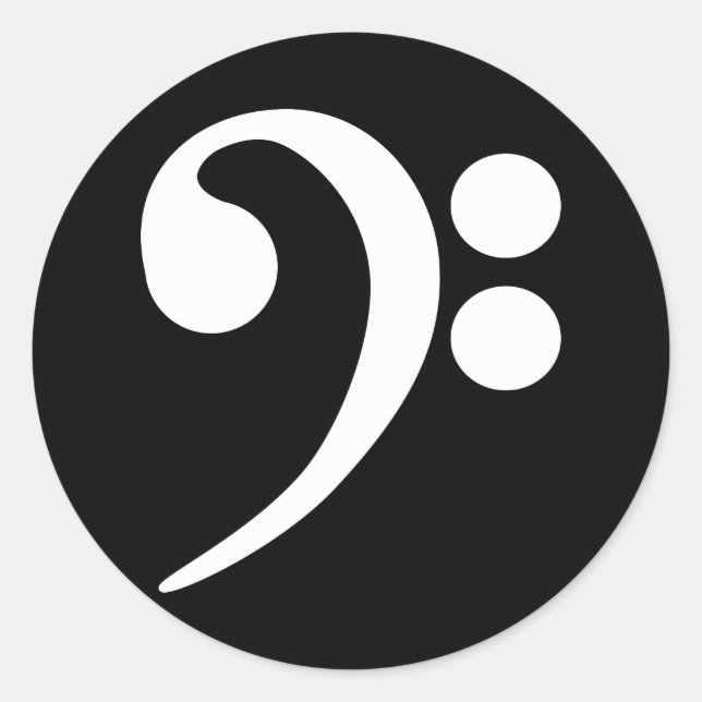 White Bass Clef Classic Round Sticker (Front)