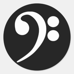 White Bass Clef Classic Round Sticker