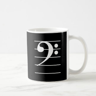 White Bass Clef on Staff Music Instrument Coffee Mug