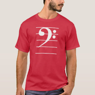 White Bass Clef on Staff T-Shirt