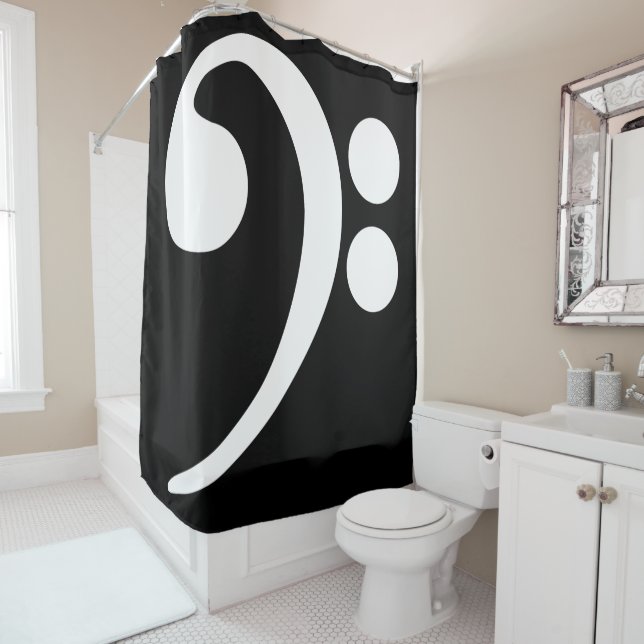 White Bass Clef Shower Curtain (In Situ)