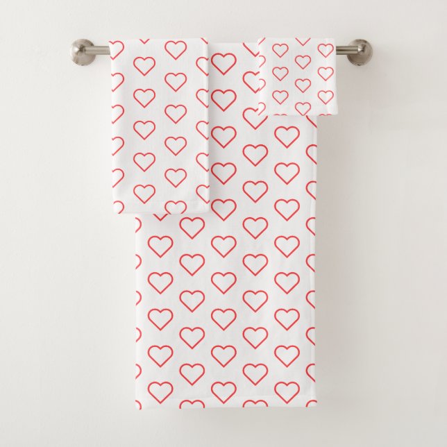 White Bath Towel Set with Hears - Custom Colours (Insitu)